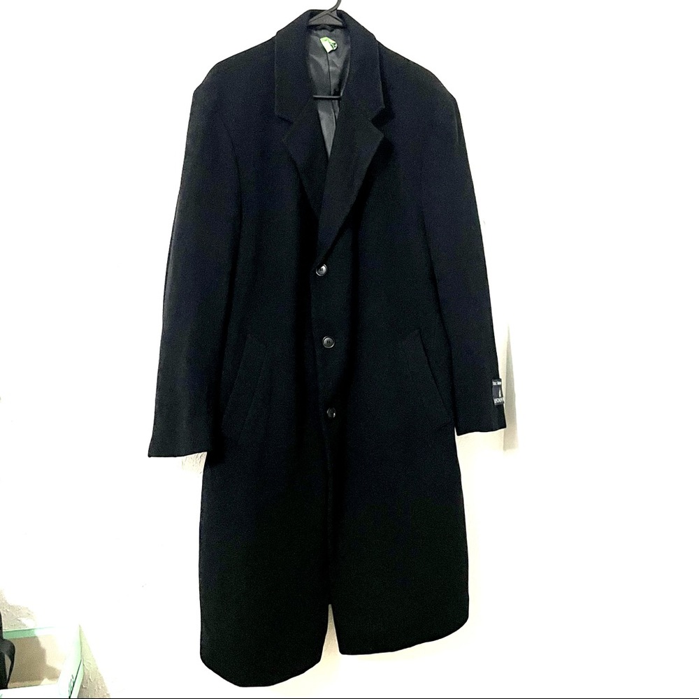 London Fog Black Wool Trench Coat 42R